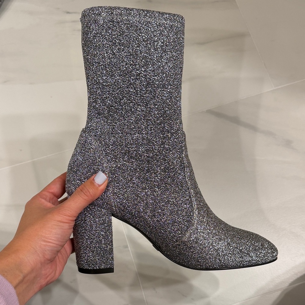 Stuart Weitzman Glitter Heeled Boots - Picture 3 of 4